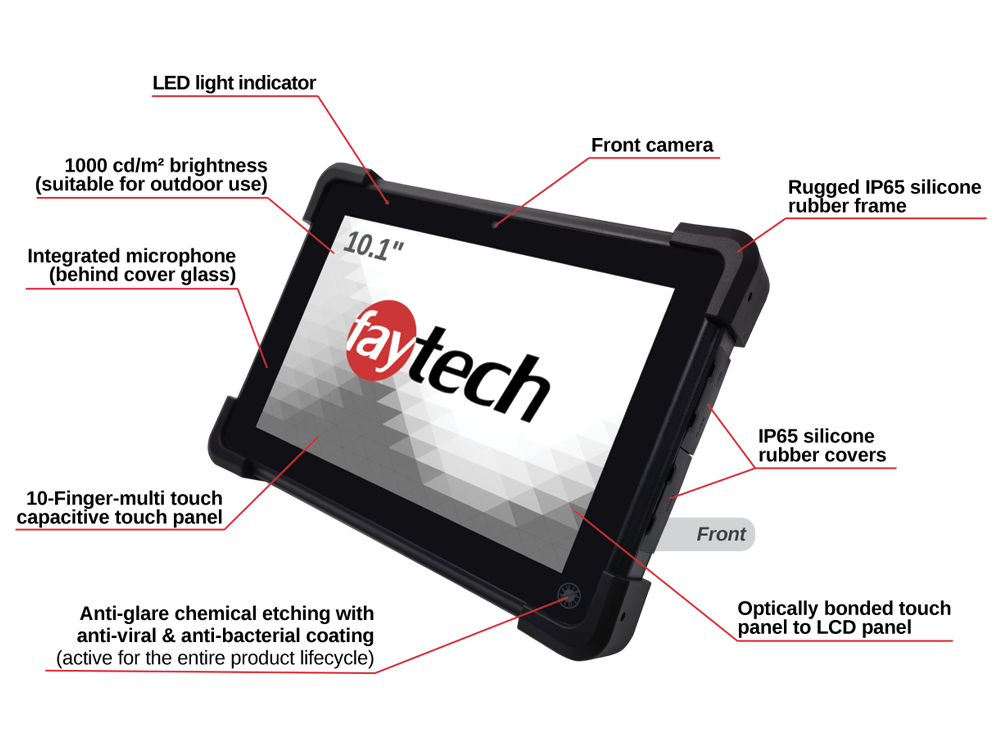 保護等級IP65の産業用タブレット10.1インチ| faytech® Touch Devices