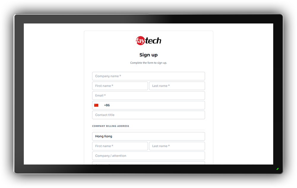 NEW B2B webshop signup